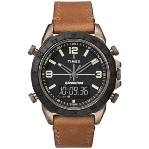 Timex Men's Expedition Pioneer Combo 41mm Tan/Brass/Black Leather Strap Watch